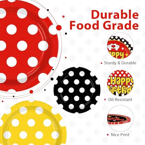 60Pcs Cartoon Mouse Birthday Paper Plates - 9" Heavy Duty Disposable Dinnerware