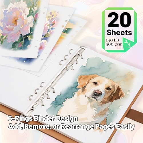 Professional Watercolor Sketchbook - 20 Sheets 300GSM Cotton Paper