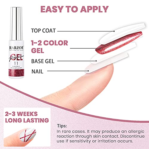 RARJSM Platinum Metallic Gel Nail Polish Set - 6 Colors, 8ml