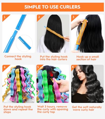 YEVYO 42 Pcs Heatless Wave Curlers for Short Hair - 9.8 Inch Styling Set