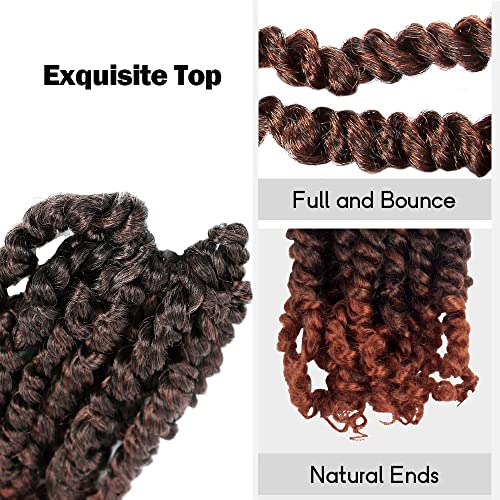 WUDAS 8 Inch Pre-twisted Passion Twist Crochet Hair - T350 Ombre Ginger Red
