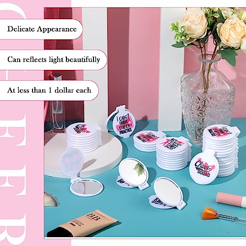 50 Pcs Inspirational Cheerleader Compact Mirrors - Bulk Pocket Makeup Gift