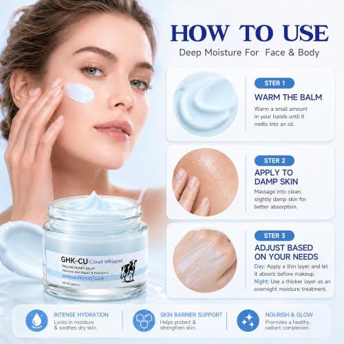 Copper Peptides Face Balm with Honey & Beef Tallow - Deep Hydrating Skin Moisturizer 2oz