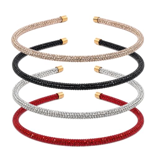 Red Series Rhinestone Headbands - 4 Pack Sparkly Hair Accessories