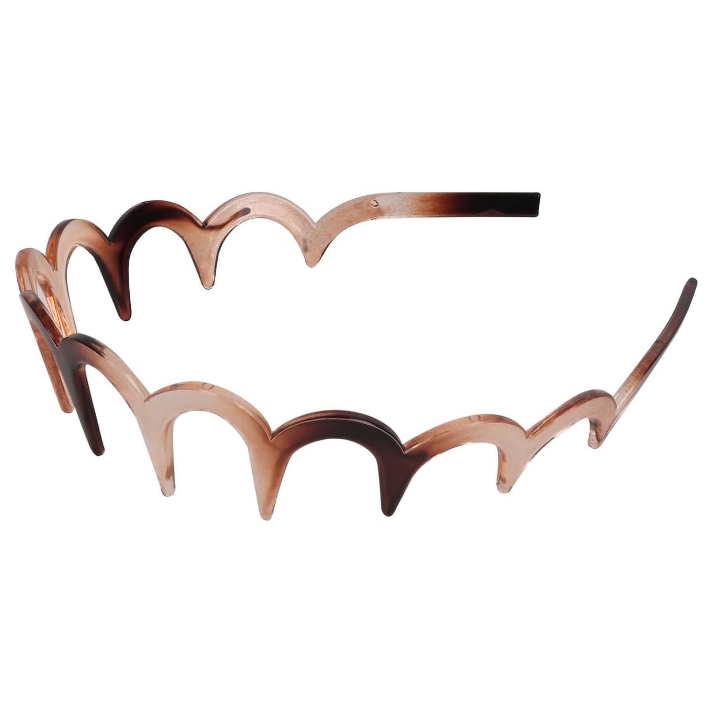 Zigzag Headbands for Women - Non-Slip U-Shaped Hair Accessories | 2-Pack Tortoiseshell & Amber Gray Recycled Plastic