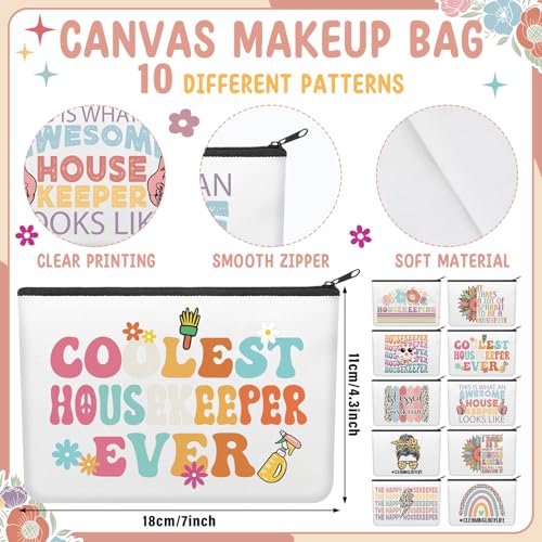 Kacctyen 10 Pcs Housekeeping Week Appreciation Gifts for Women Travel Makeup Pouches