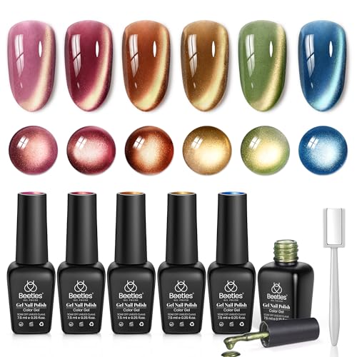 Beetles Cat Eye Gel Nail Polish Set - Golden Mirage, 6 Colors