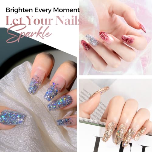 ROSALIND 12PCS Glitter Gel Nail Polish Kit - Sparkle Sequins for Party Night