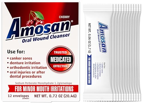 Amosan Oral Wound Cleanser - Soothing Cherry Formula for Mouth Irritations