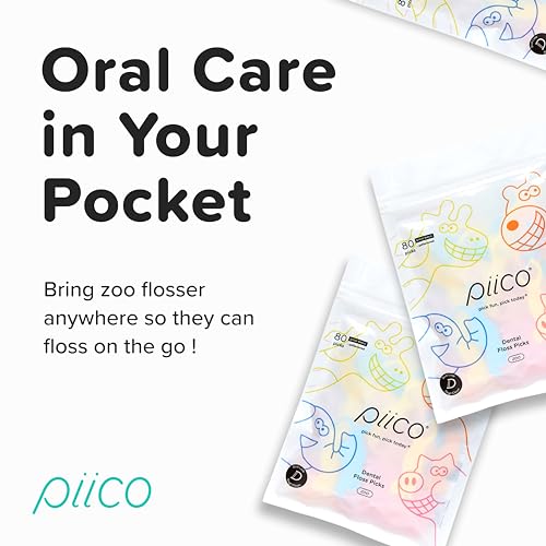 Piico Kids Dental Floss Picks - Zoo Jumpstart 240 Count
