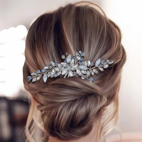 Light Blue Bridal Hair Clip and Comb for Weddings & Special Occasions