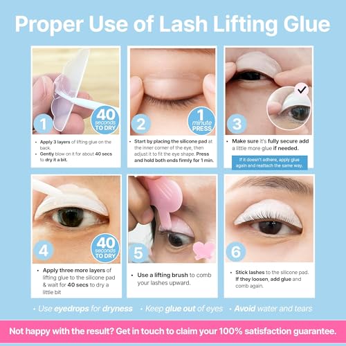 Korean Lash Lift Kit - 5 Sets At Home Eyelash Perm Kit with Upgraded Glue, Eyelash Lift, DIY Lash Perm Easy for Beginner & Professional, Semi Permanent Perming Wave Suitable For Salon & Home