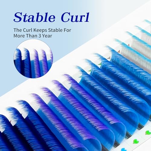 ABONNIE 0.07-D Blue Ombre Colored Lash Extensions 12-15mm Easy Fan Volume Lashes