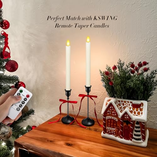 KSWING Black Metal Taper Candle Holders Set of 6 - Stable & Stylish