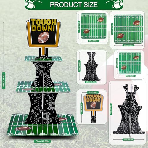 Football Theme Cupcake Stand - 3-Tier Cardboard for Parties