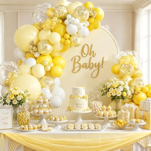 Pastel Yellow Balloon Arch Kit - 129pcs for Baby Showers & Parties