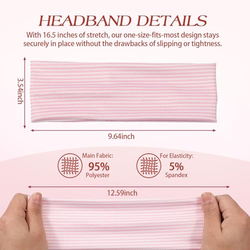 Pink Fabric Headband Set for Women - Non-Slip Floral Hairbands