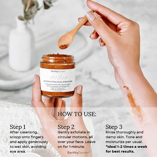 Mint Walnut Exfoliating Face Scrub with AHA – 2 oz Natural Cleanser