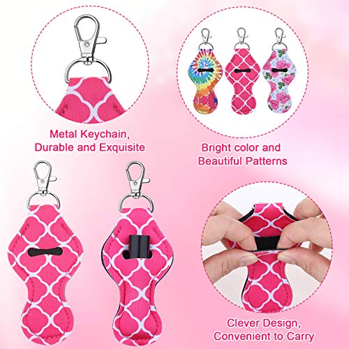 Caffox Lip Balm Holder Keychain - 30Pcs Neoprene Clip Holders