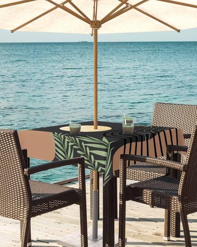 Waterproof Outdoor Tablecloth with Umbrella Hole & Zipper - 54x54 Inch Boho Design