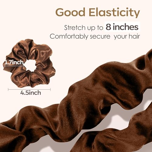 POVETIRE Light Color Satin Scrunchies for Women, Soft Silk Hair Ties & Bands, 20 Pcs - No Damage Elastic Ponytail Holders, Thick Hair Styling, Cute Color Set