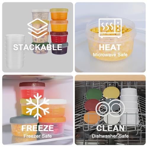 Yomarket 10 oz Reusable Plastic Containers with Lids - Leakproof Food Storage for Meal Prep