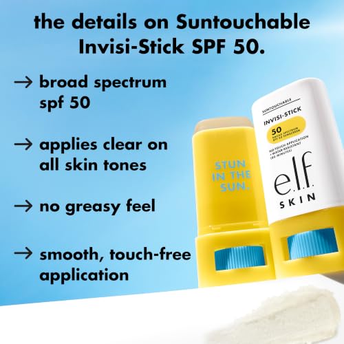 e.l.f. SKIN Suntouchable Invisi-Stick Face Sunscreen SPF 50 - 0.63 oz, Clear & Lightweight
