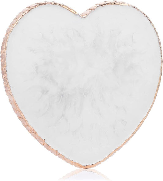 Resin Nail Art Palette - Heart Shaped Gold Edge Mixing Tray for Gel Nail Art | Makeup Foundation Display Board