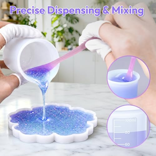 HeyClear Silicone Measuring Cups Kit for Epoxy Resin - 600ml & 100ml