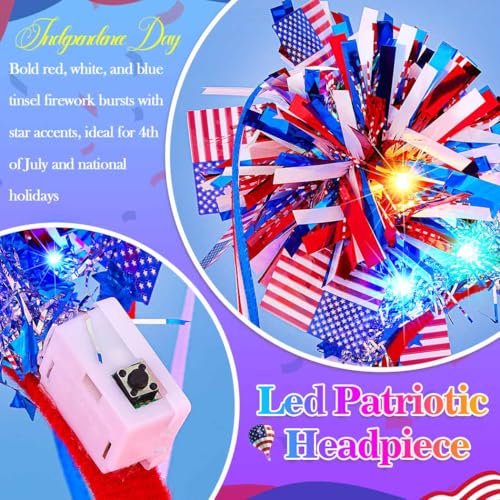 Light Up 4th of July Patriotic Headband with LED Lights
