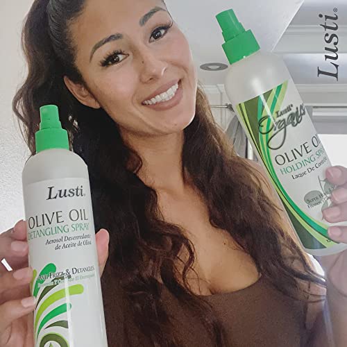 Lusti Olive Oil Detangling Spray for Damaged Hair – Anti-Frizz & Strengthening Leave-In