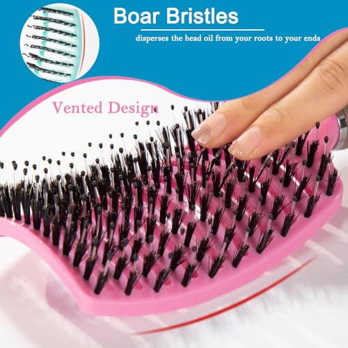 TaiBest Boar Bristle Hair Brush Set - Vented Detangling Brush for All Hair