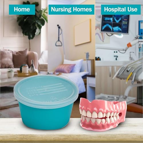 TenderGentle 2 Pack Denture Cup with Lid – Full Denture Storage Case for Travel, Nursing Home & Hospital