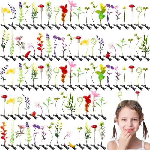 100 Mixed Plant Hair Clips - Cute Bean Sprout Hairpins for Kids & Adults
