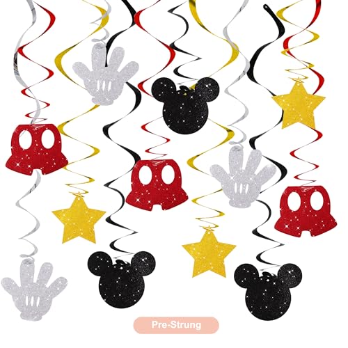 16 Pcs Black and Red Hanging Swirl Decorations for Birthday Parties