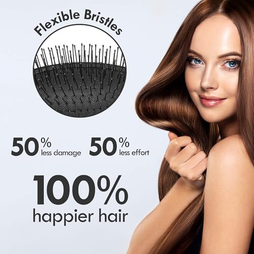 Aussumy 4 Pack Detangling Hair Brushes with Soft Bristles - Colorful Set for Wet & Dry Hair