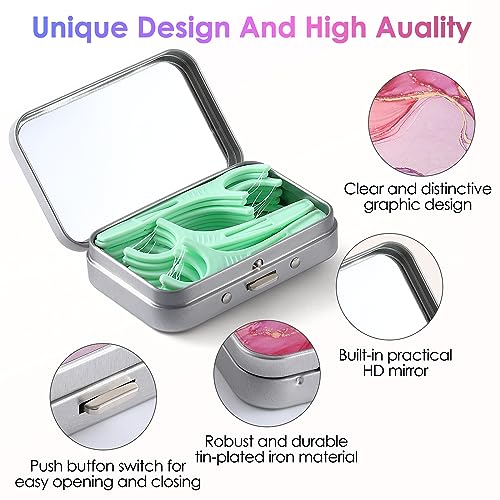 Portable Dental Floss Case - Pink Marble Travel Dispenser