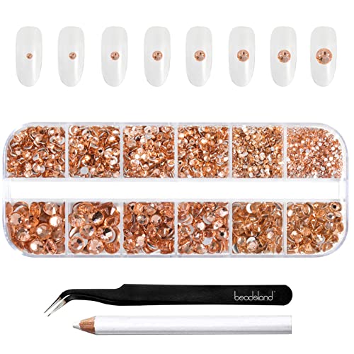 Champagne Flatback Rhinestones for Makeup - 2500pcs Light Peach