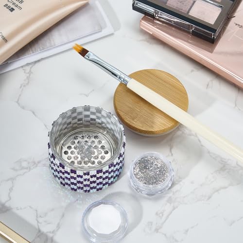 Bytimijoy Gold Nail Brush Washing Cup & Dappen Dish for Acrylic Nails, Glitter Storage