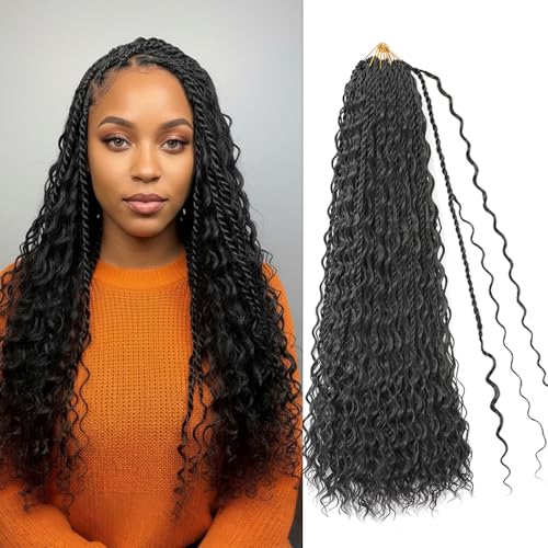 24 Inch Pre-Looped Boho Island Twist Crochet Hair - 1B Natural Black (8 Packs)