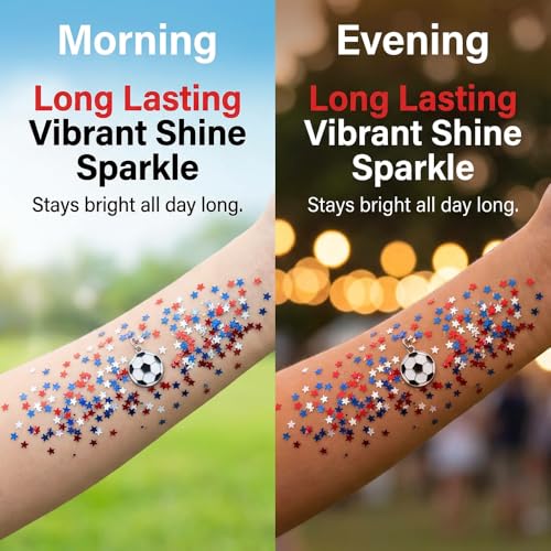 4th of July Outfits for Women,Patriotic Red White and Blue Body Glitter Stick,Sparkling Face Hair Glitter,American Flag Makeup for Independence Day Anniversary (1PC)