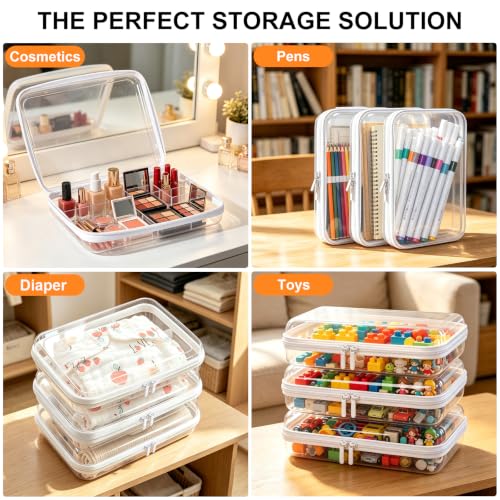 3M Clear Hard Shell Zipper Case - TSA Approved Travel Toiletry & Makeup Bag