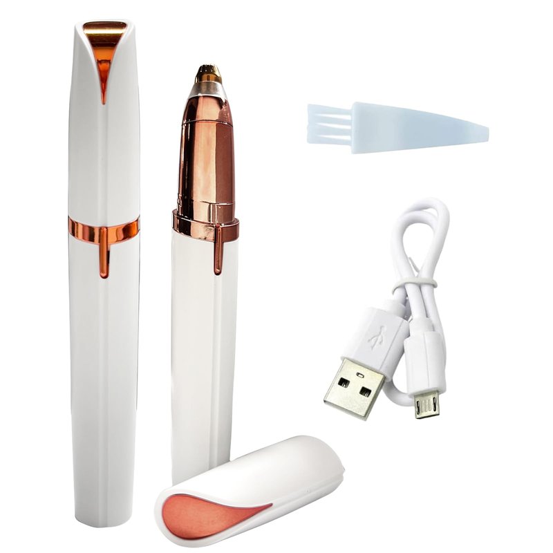 LiXiongBao 2 Pack USB Rechargeable Portable Electric Eyebrow Trimmer Pen for Women,Painless Precision Eyebrow Hair Remover, Safe Eyebrow Shaver Razor Tool for face Leg Lip Armpit Hand(White)