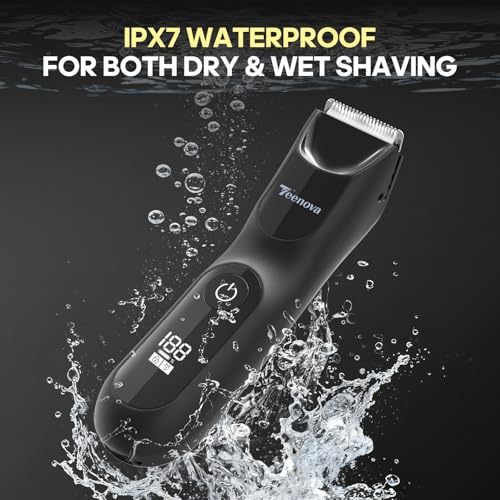 Manscape Body Hair Trimmer for Men, No Nick Pubic Bikini Trimmer for Women, 3 in 1 Versatile Groin Shaver with Nose Hair Trimmer, Cordless Dock Charging, LED Display, Wet/Dry Grommer (Black)