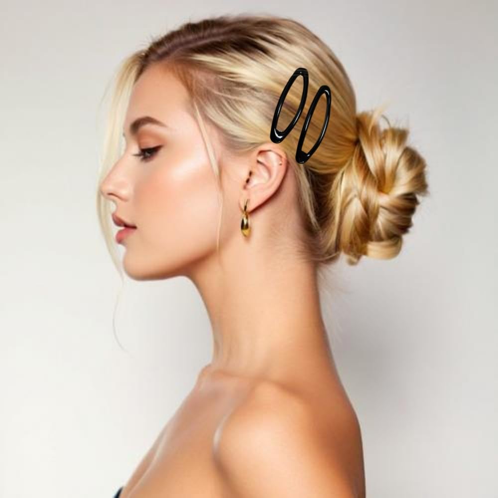 16 Pieces Hair Clips for Thick Hair 2.8 Inch Oval Shape Black XL Hair Clips for Women Metal Snap Non-Slip Hair Grips Hair Accessories