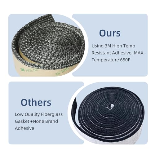 High-Temperature Graphite Fiberglass Gasket Tape for Wood Stoves - 1" x 1/8" Self-Adhesive, 72" Long