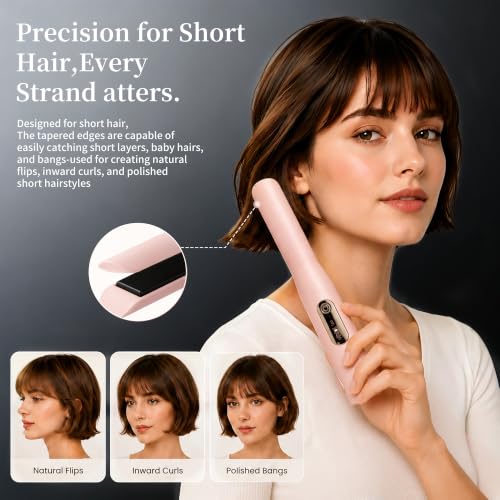 Cordless 2-in-1 Hair Straightener and Curling Iron - Portable USB-C Rechargeable Styler