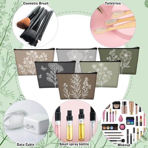 Sweetude 12 Pcs Vintage Boho Flower Makeup Bags - Flower Design
