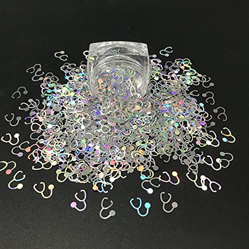 PrettyG Stethoscope Shape Holographic Glitter Sequins for Face & Body Makeup, Nails & Rave Art, 10g Pack