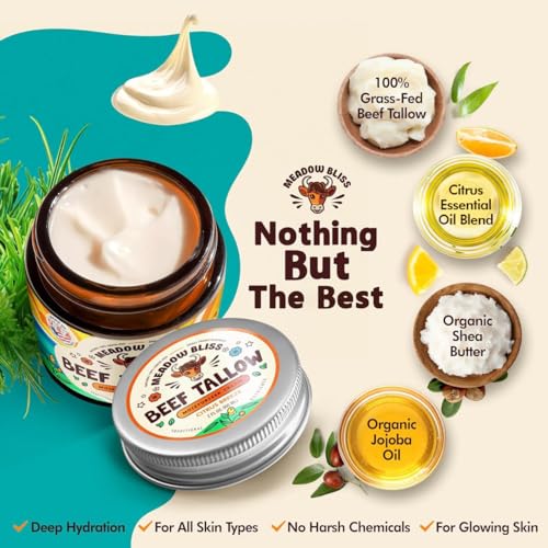 Meadow Bliss Beef Tallow Skin Moisturizer with Jojoba & Shea - 2 oz